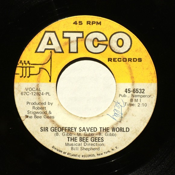 The Bee Gees (The Lights Went Out In) Massachusetts/Sir Geoffrey 45 rpm Record - Picture 1 of 9